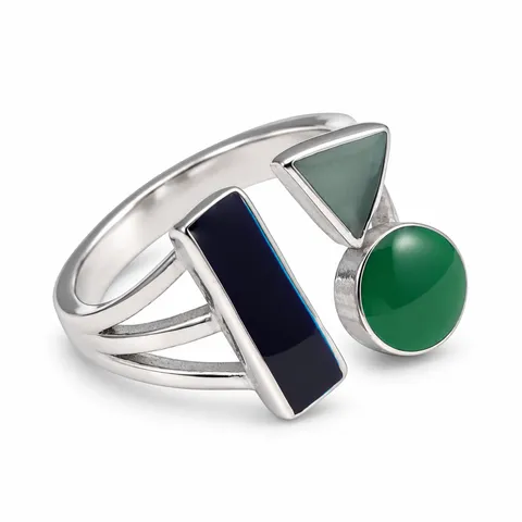 Tricolor Geometric Ring in Tricolor Geometric
