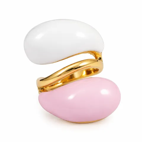Twin Color Drop Ring in White & pink