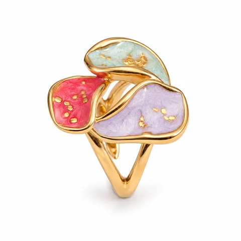Three Petal Color Ring in Mint, pink and lavender