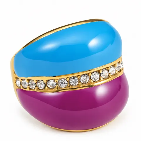 Two-Tone Accent Band Ring in Blue & purple