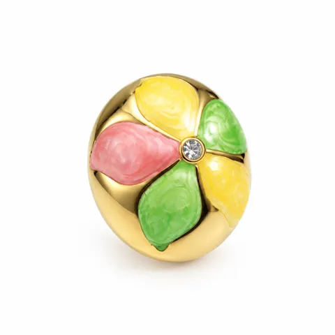 Color Petal Dome Ring in Pink, yellow & green