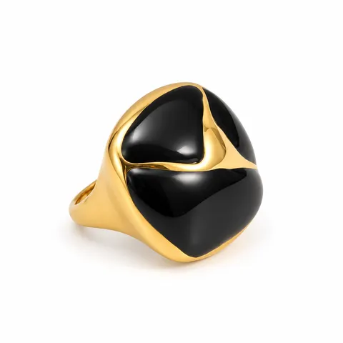 Curved Panel Dome Ring in Black curved panels