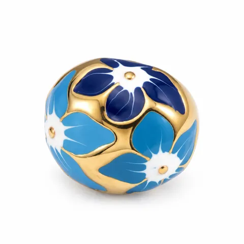 Floral Color Dome Ring in Blue flowers