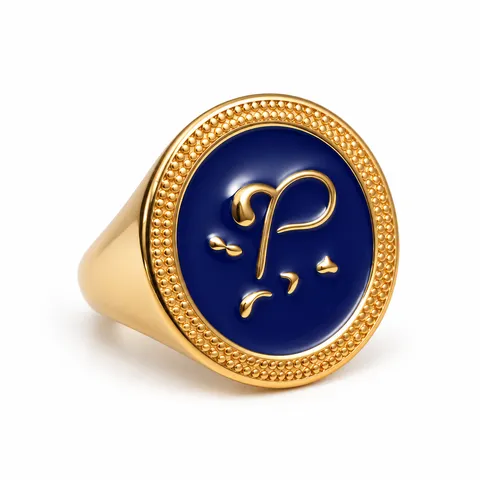 Oval Calligraphic Plaque Ring in Oval Calligraphic Plaque