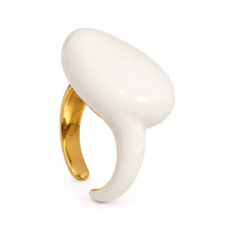 White Sculpted Open Ring in White Sculpted Open