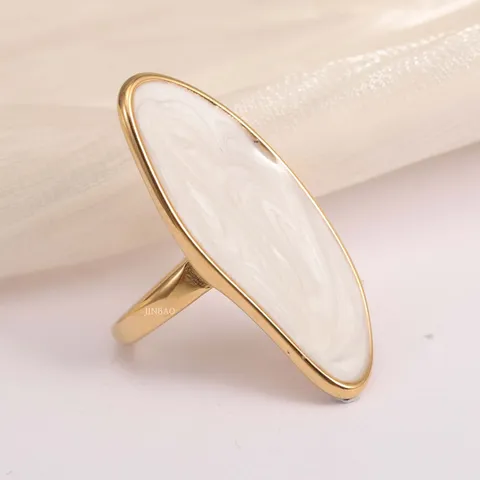 Long White Swirl Ring in Long White Swirl