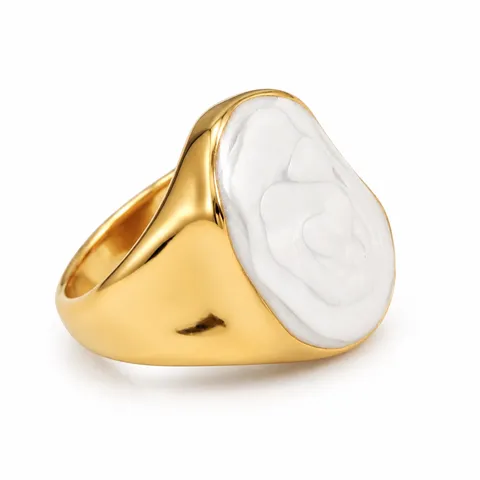 White Oval Signet Style Ring in White Oval Signet Style