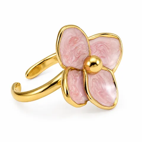 Pink Four Petal Open Ring in Pink Four Petal Open
