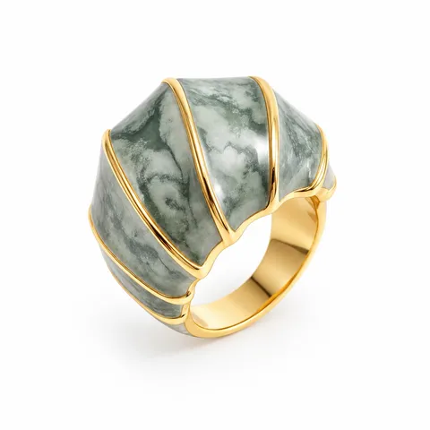Ribbed Color Dome Ring in Grey swirl