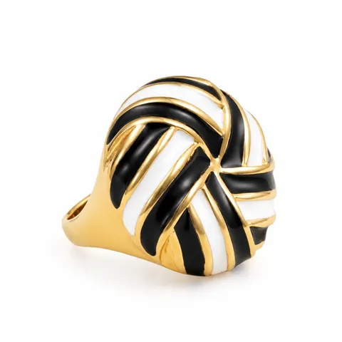 Interlaced Stripe Dome Ring in Interlaced Stripe Dome