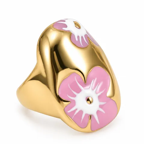 Pink Floral Dome Ring in Pink Floral Dome