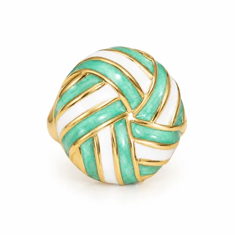 Interwoven Mint Stripe Ring in Interwoven Mint Stripe