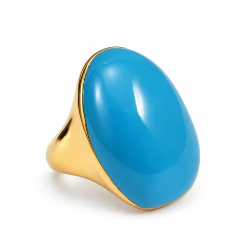 Blue Oval Dome Ring in Blue Oval Dome