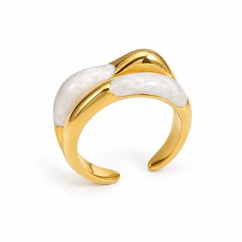 White Ribbon Open Ring in White Ribbon Open