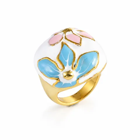 Pastel Floral Dome Ring in Pastel Floral Dome