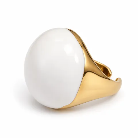 White Oval Face Ring in White Oval Face