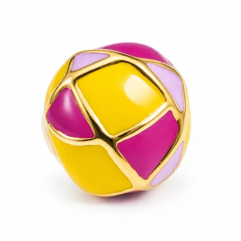 Color Tile Dome Ring in Pink and yellow