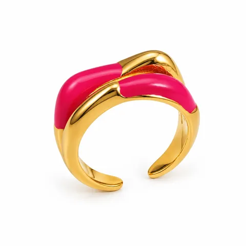 Pink Ribbon Open Ring in Pink Ribbon Open