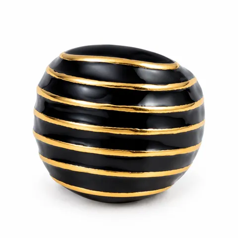Black Ribbed Dome Ring in Black Ribbed Dome