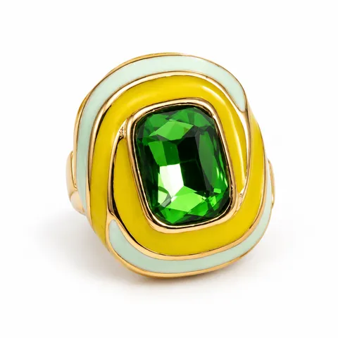 Layered Color Frame Ring · Yellow and green center