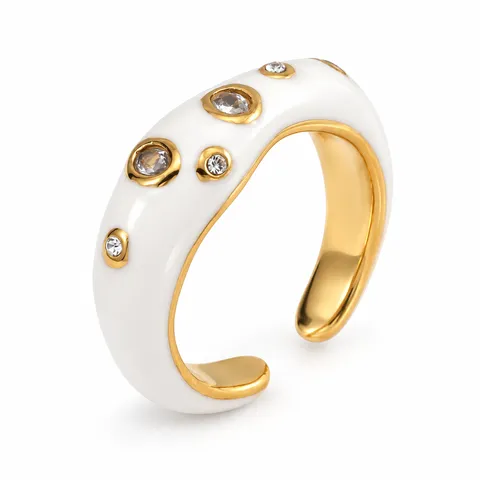 Scattered Clear Accent Open Band in White