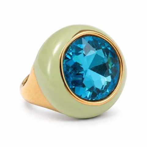 Pale Green Round Accent Ring · Pale green / blue center